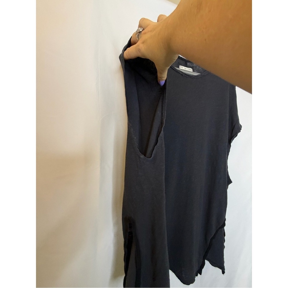 Free People We The Free Crystalle Tee Black Linen Blend Oversized Tunic L - Picture 7 of 16